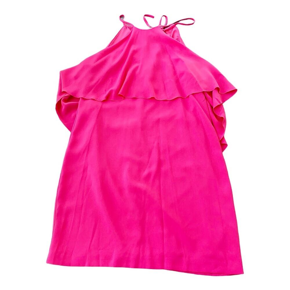 Trina Turk True Love Ruffle Halter Dress Cosmic Pink Strappy Sleeves NEW Large L - Picture 13 of 14